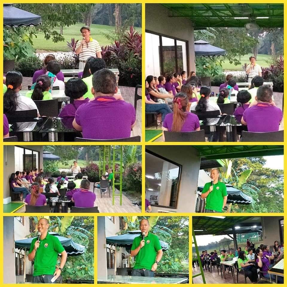 Teachers gathered outdoors