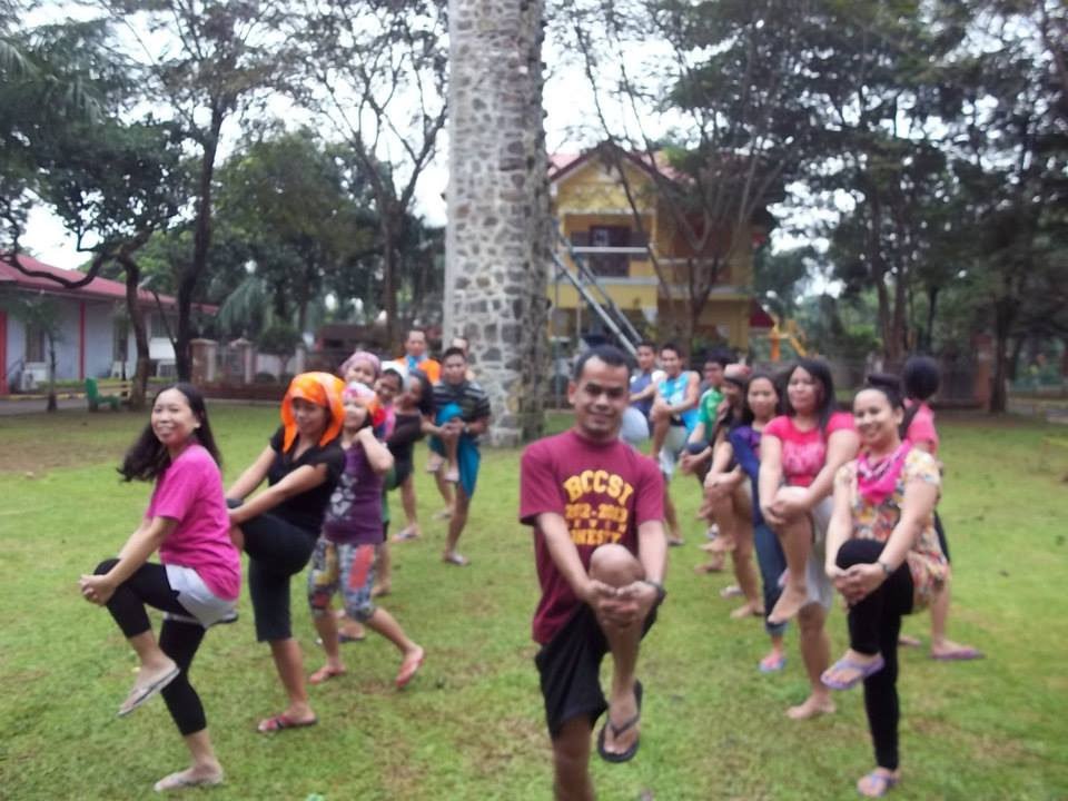 Teachers and staff at their annual team building
