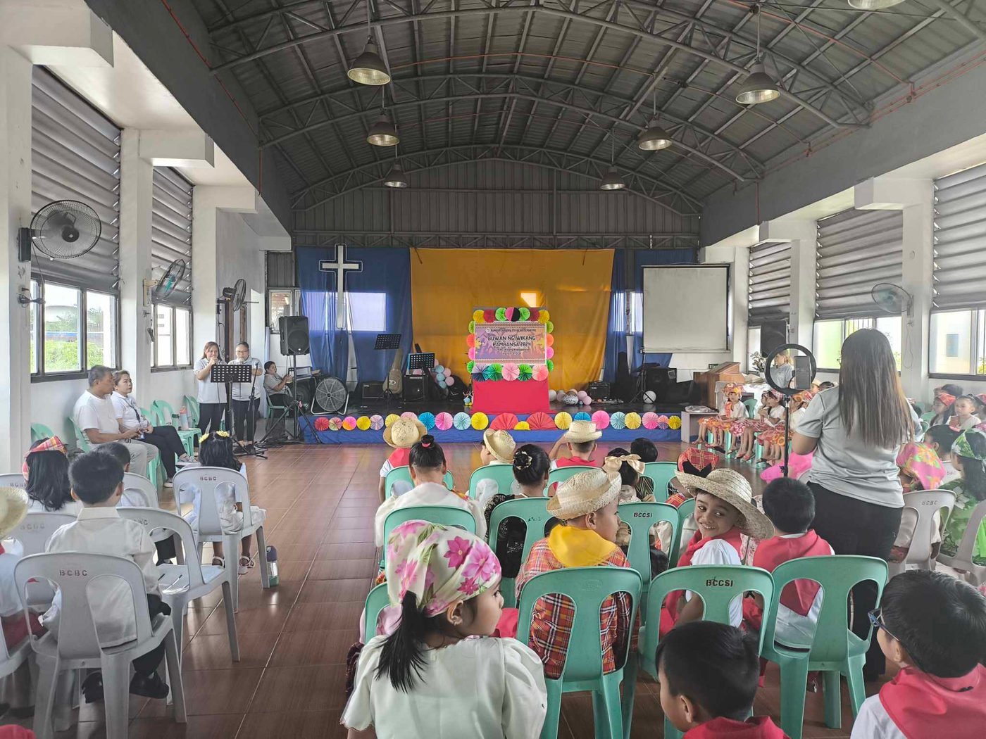 Pupils performing during Buwan ng Wika